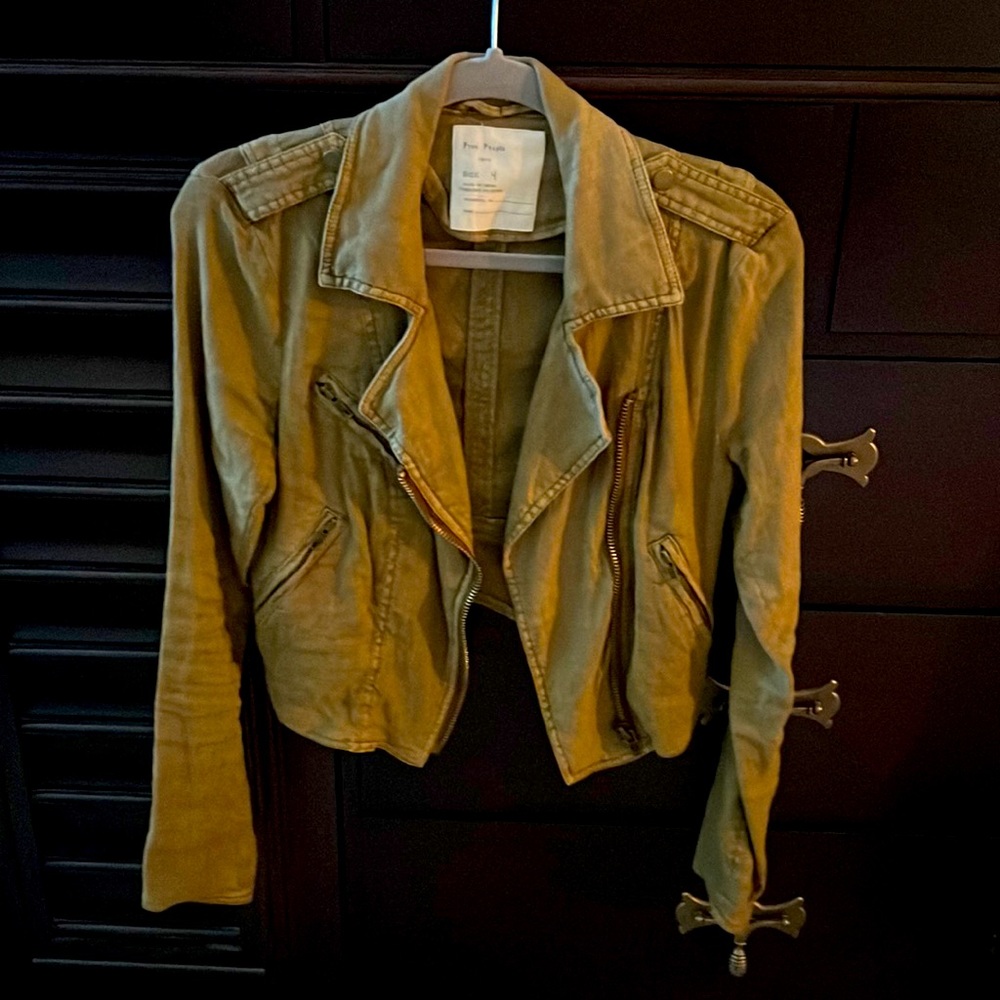 Free People 1970 Linen Moto Jacket